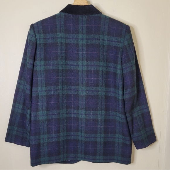Vintage Sag Harbor Petite Plaid Wool Blazer 8P Preppy Heritage Academia Style - Picture 5 of 7